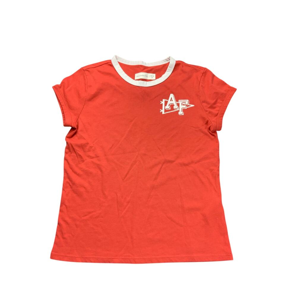 Abercrombie Kids Red Ringer Graphic T-Shirt Youth Size 13/14 Short Sleeve Tee